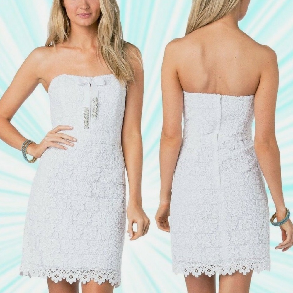 Lilly Pulitzer White Strapless Lace Dress